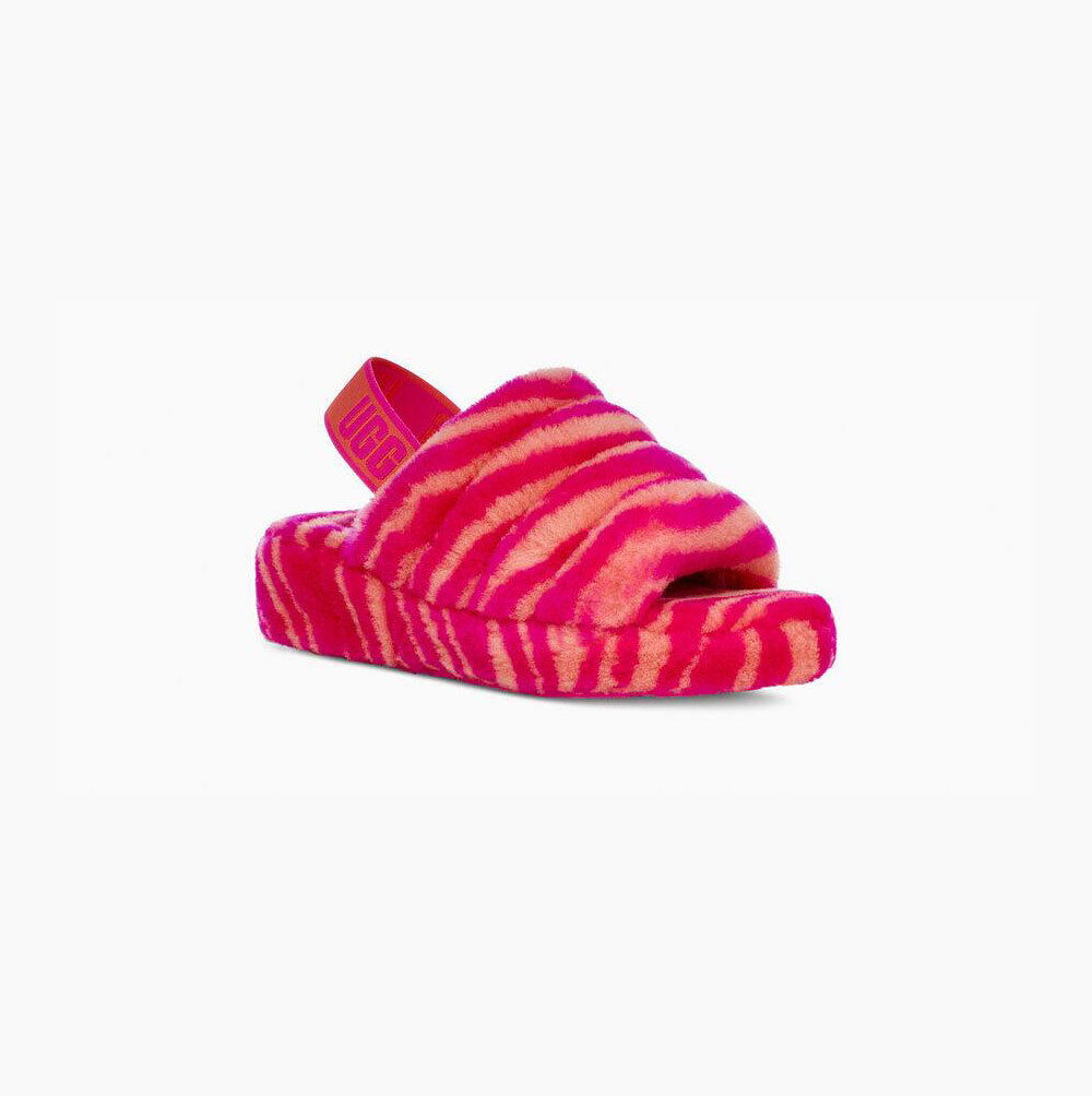 UGG Fluff Yeah Zebra Rose Slides for Women (ZEYU43108)